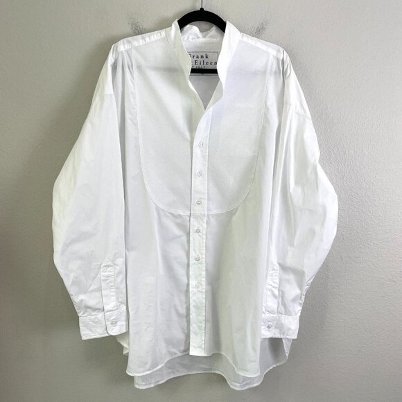 Frank & Eileen Womens XL Oversized Victoria Tuxedo Button Up Shirt White Top - Picture 3 of 14